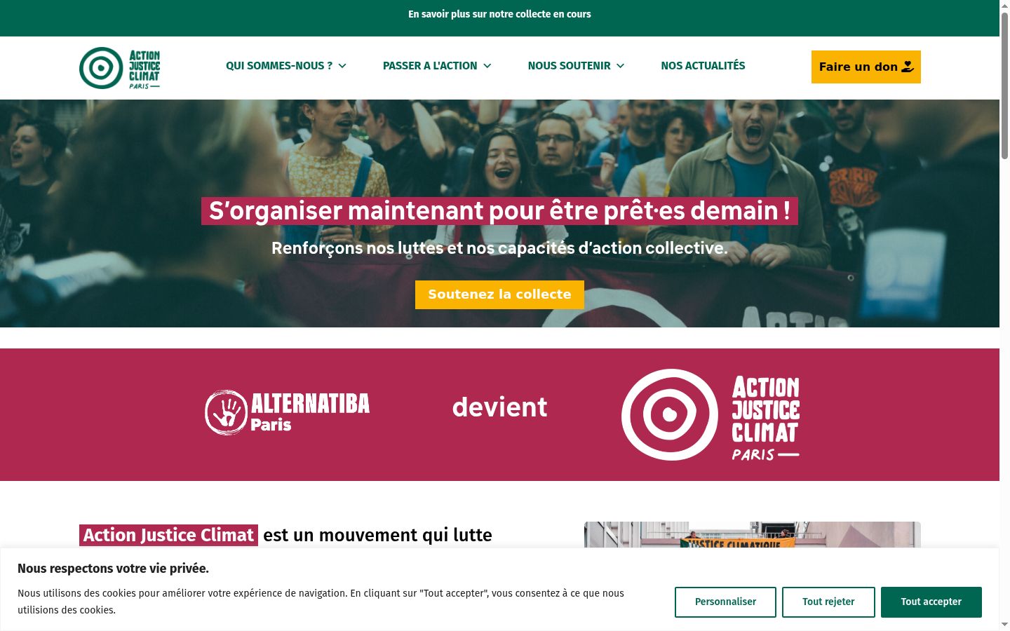 Screenshot des Einwilligungsbanners vor jeglicher Interaktion