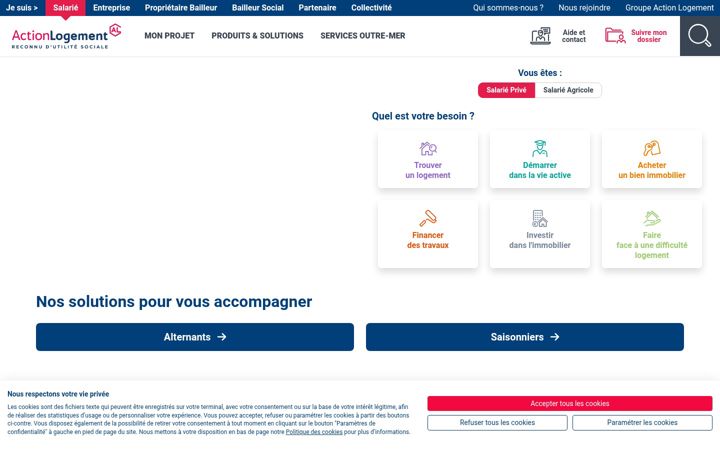 Екранна снимка на actionlogement.fr