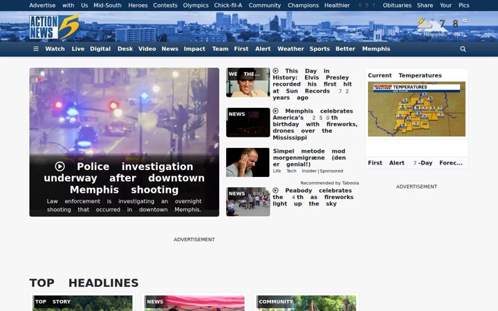 Screenshot ta' actionnews5.com