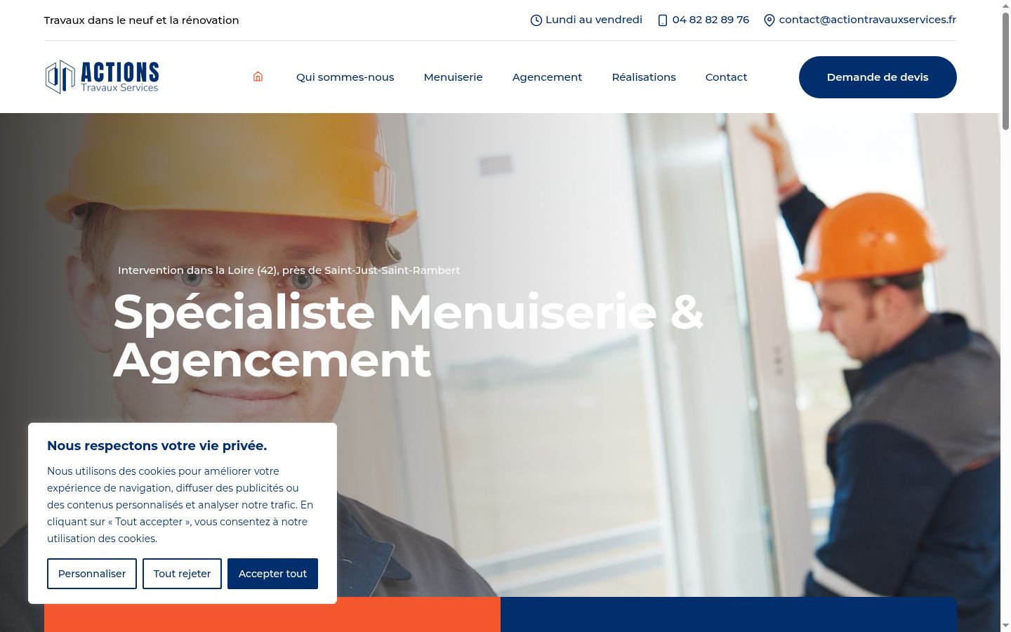 Capture d'écran de la bannière de consentement affichée avant toute interaction