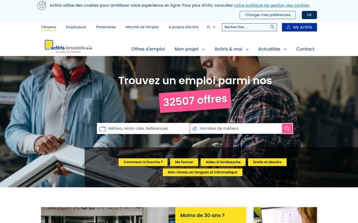 Screenshot of actiris.brussels