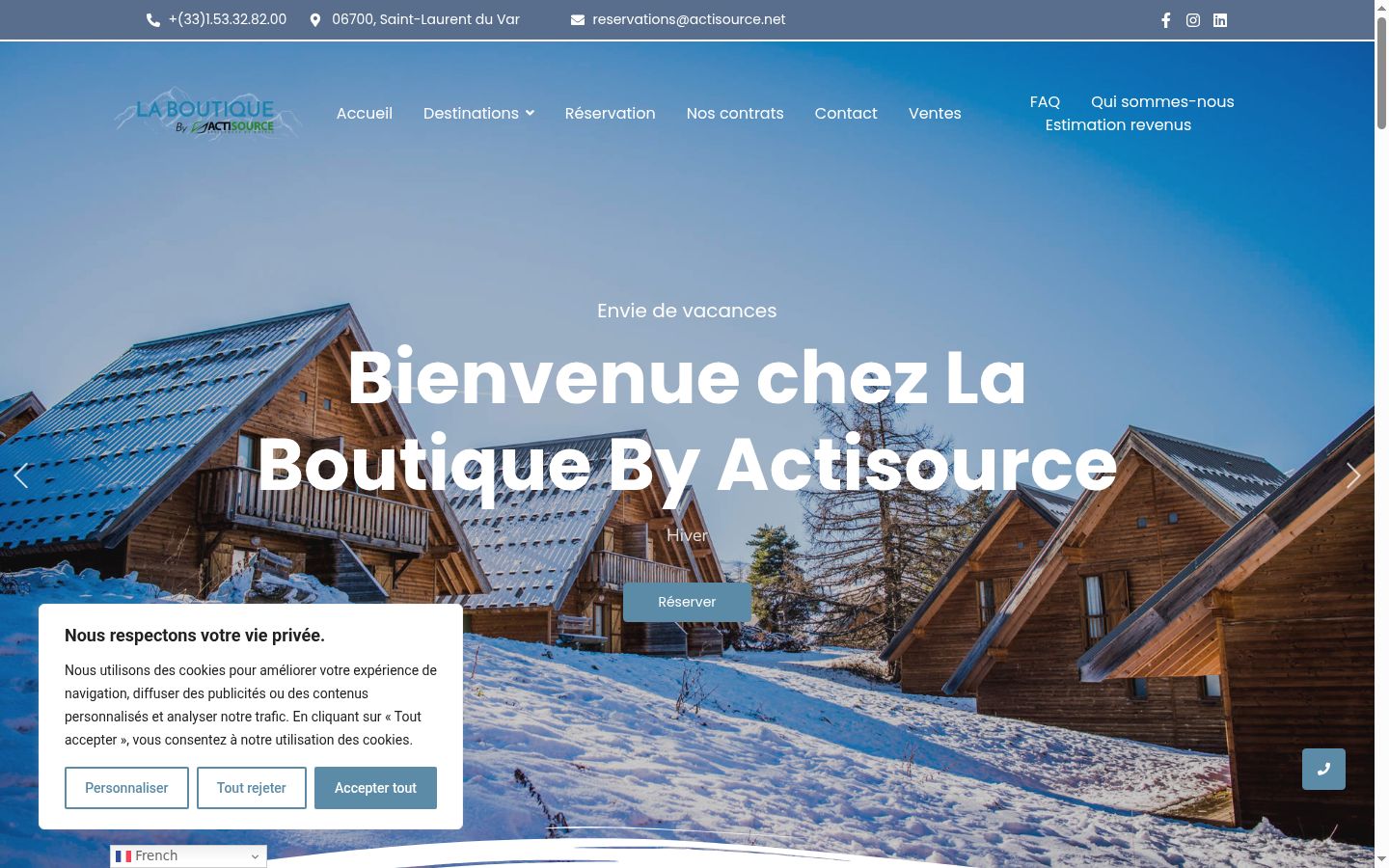 Capture d'écran de la bannière de consentement affichée avant toute interaction