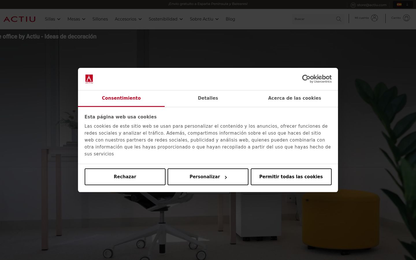 Capture d'écran de la bannière de consentement affichée avant toute interaction