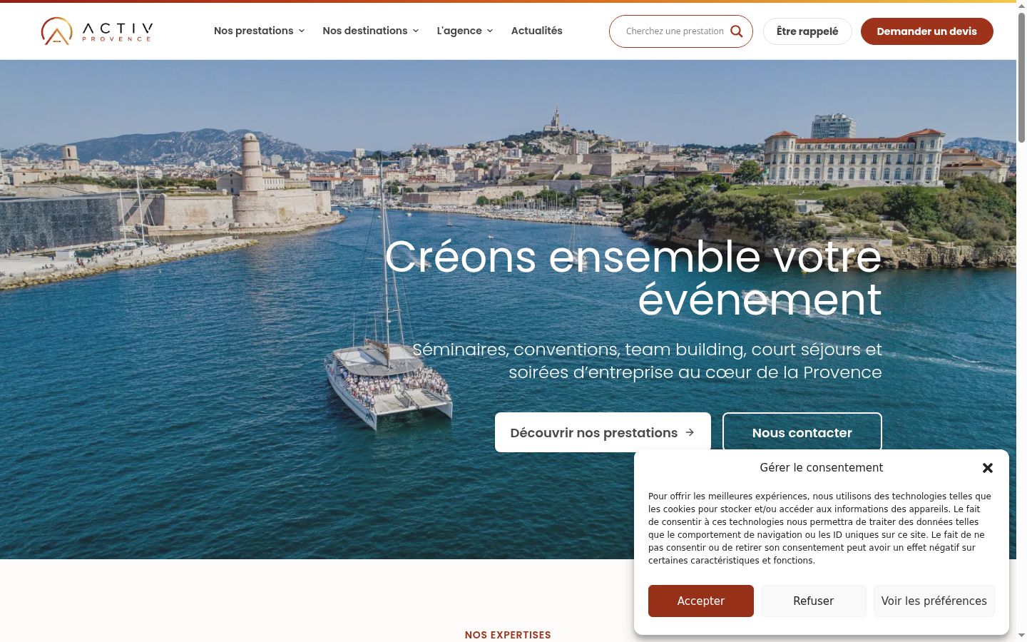 Screenshot del banner di consenso mostrato prima di qualsiasi interazione