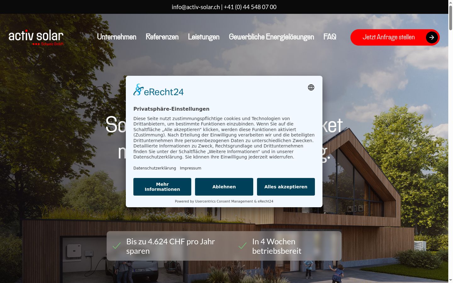 Screenshot del banner di consenso mostrato prima di qualsiasi interazione