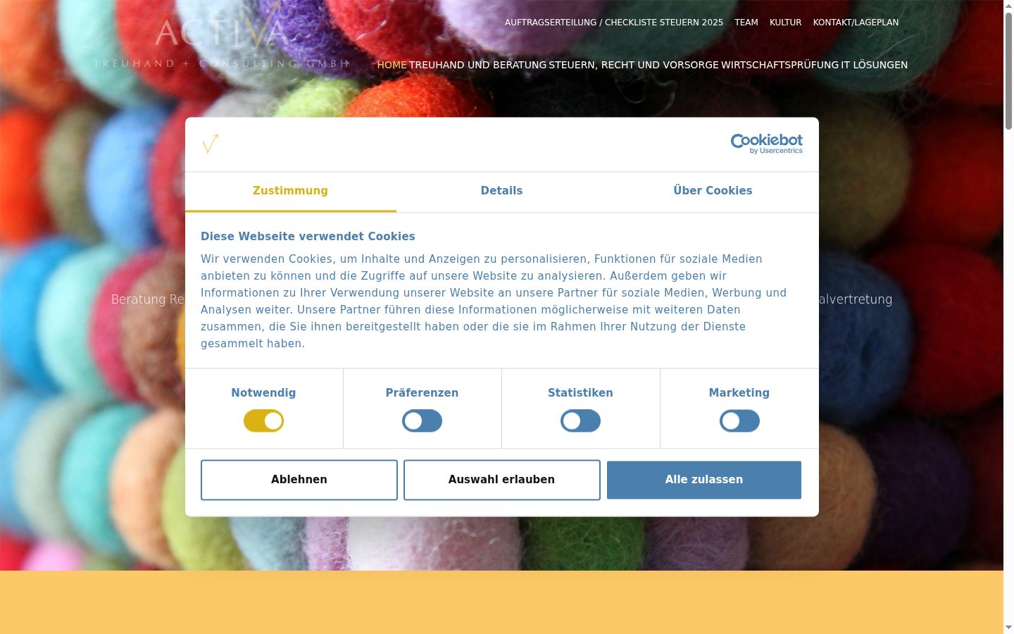 Screenshot of the consent banner shown before any interaction