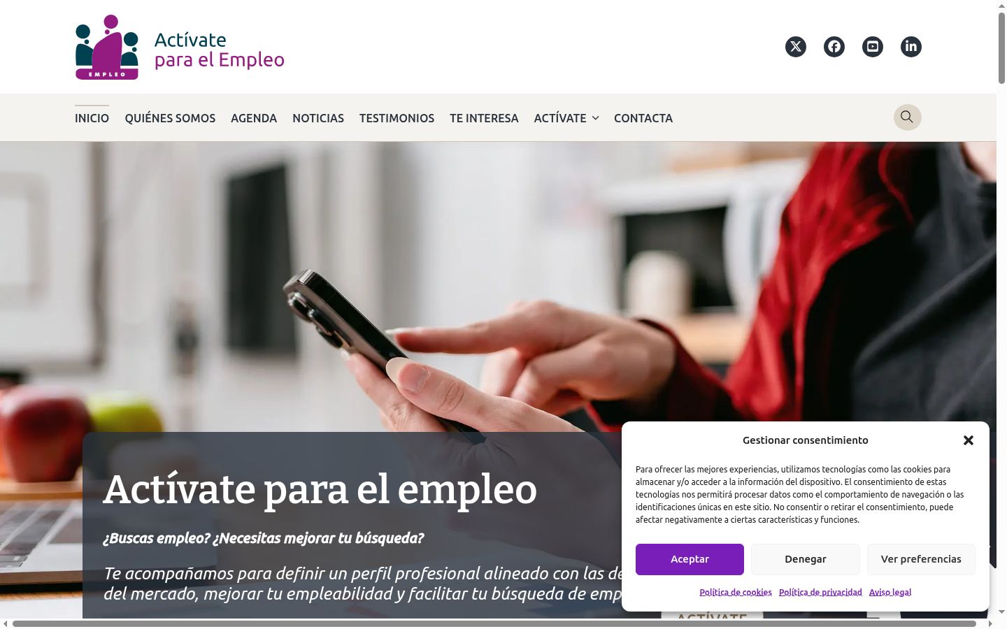 Screenshot of the consent banner shown before any interaction