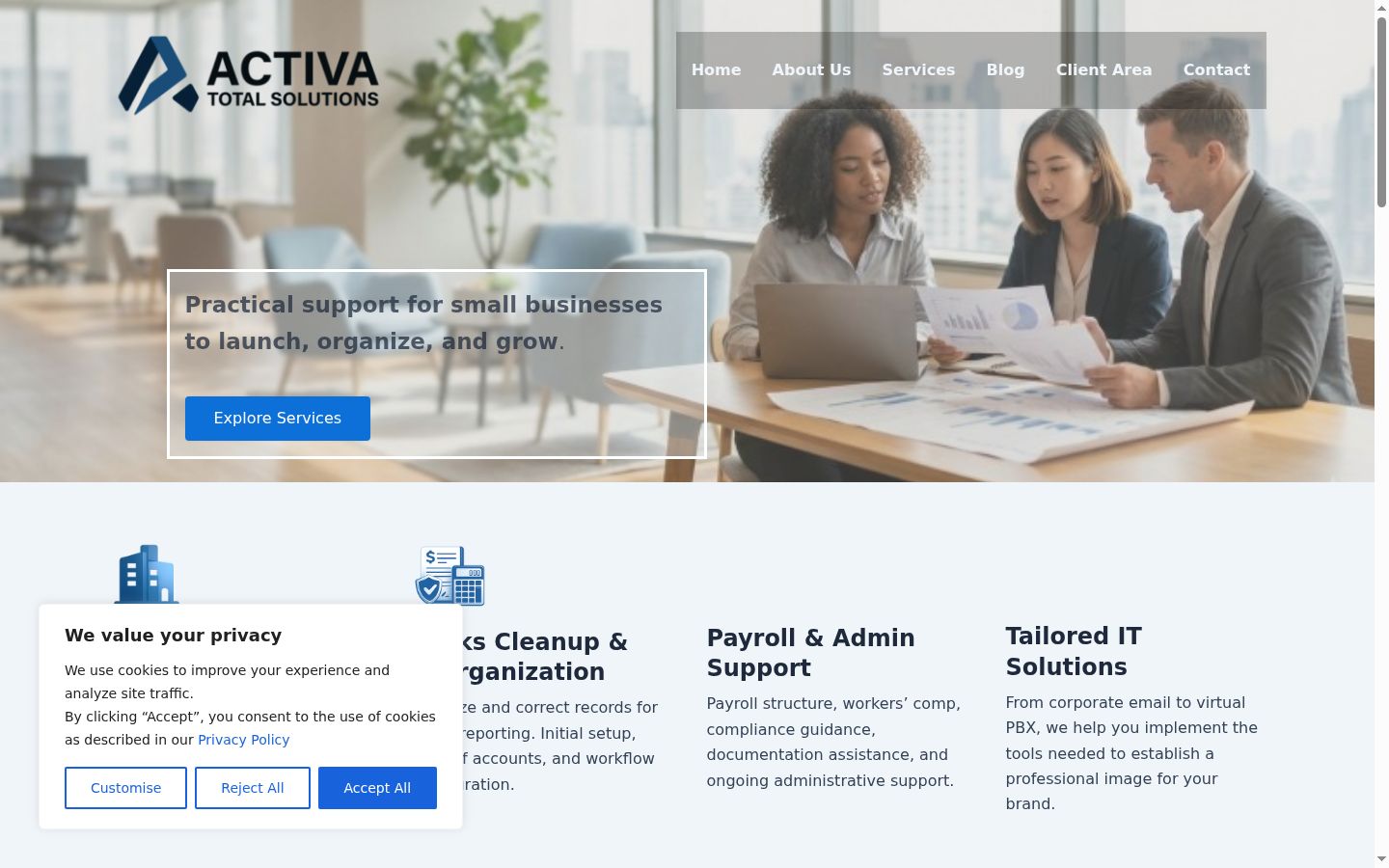 Screenshot del banner di consenso mostrato prima di qualsiasi interazione