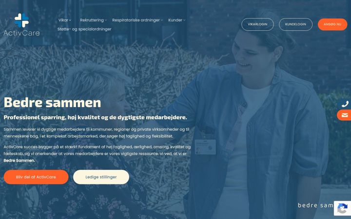 Skjámynd af activcare.dk