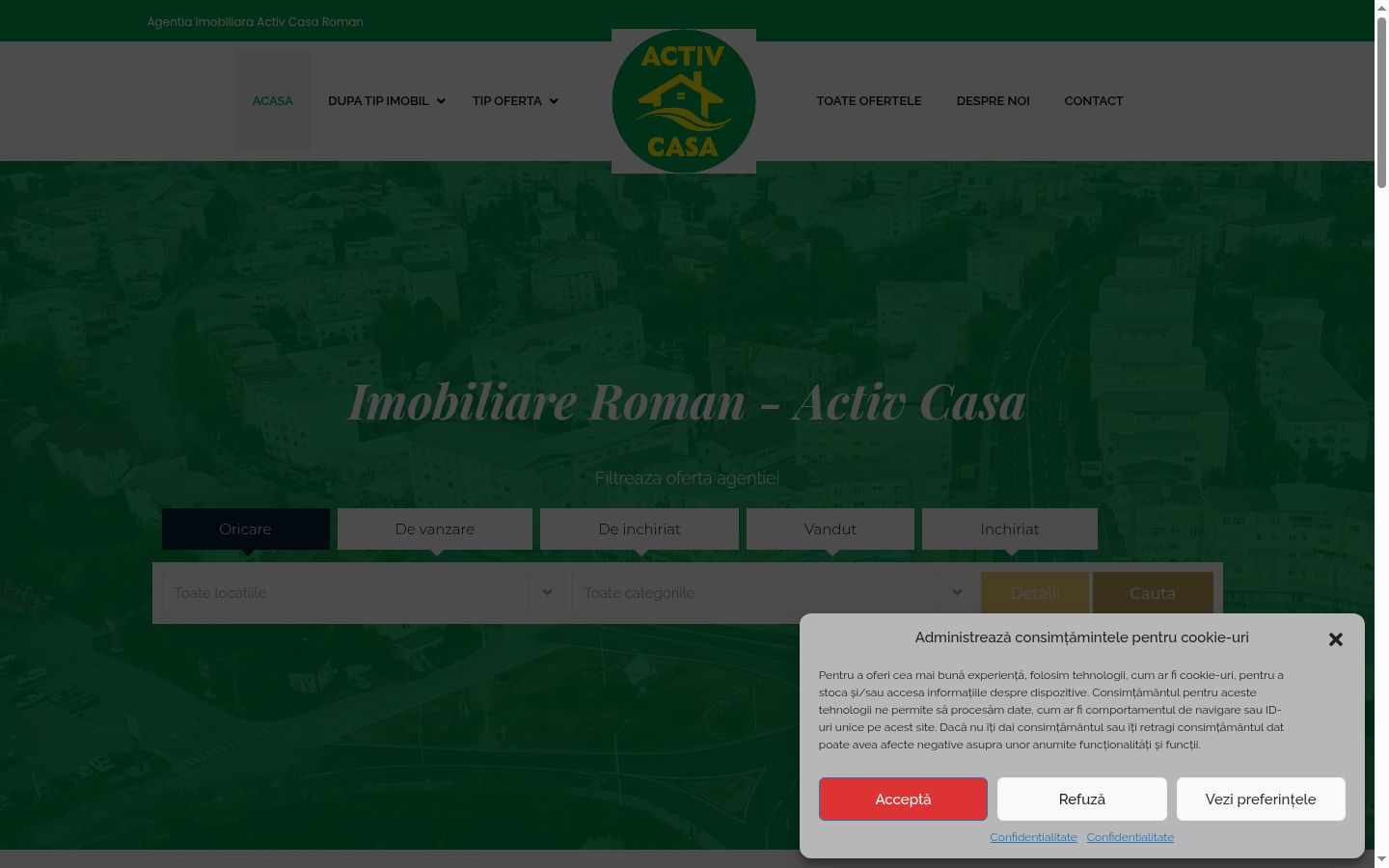Screenshot del banner di consenso mostrato prima di qualsiasi interazione