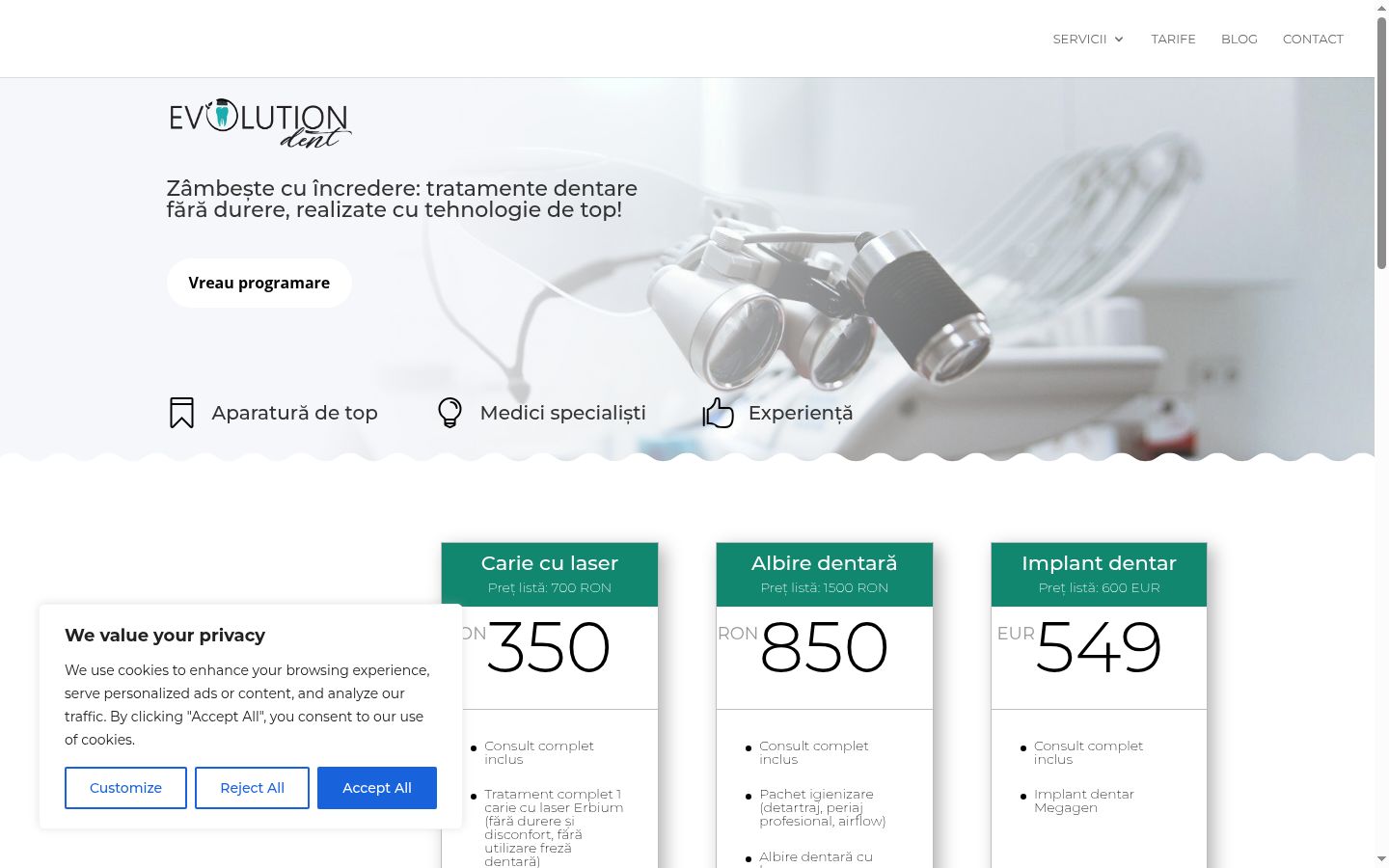 Screenshot del banner di consenso mostrato prima di qualsiasi interazione