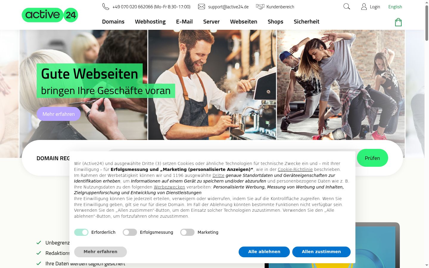 Screenshot del banner di consenso mostrato prima di qualsiasi interazione
