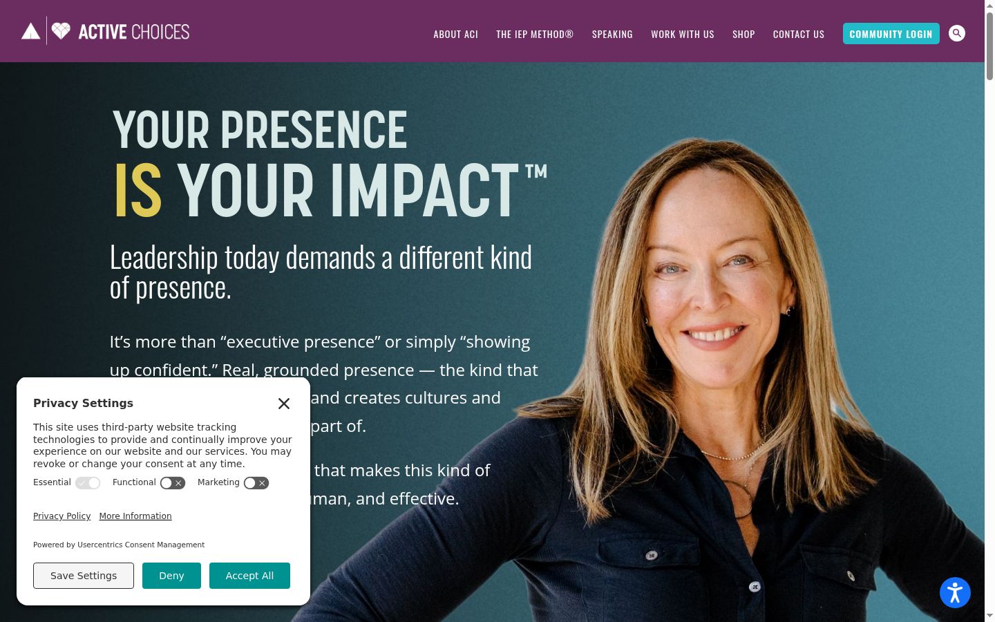 Screenshot of the consent banner shown before any interaction