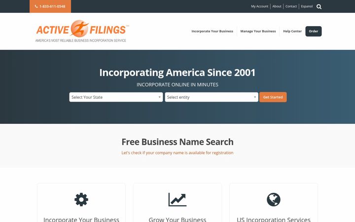 Screenshot of activefilings.com
