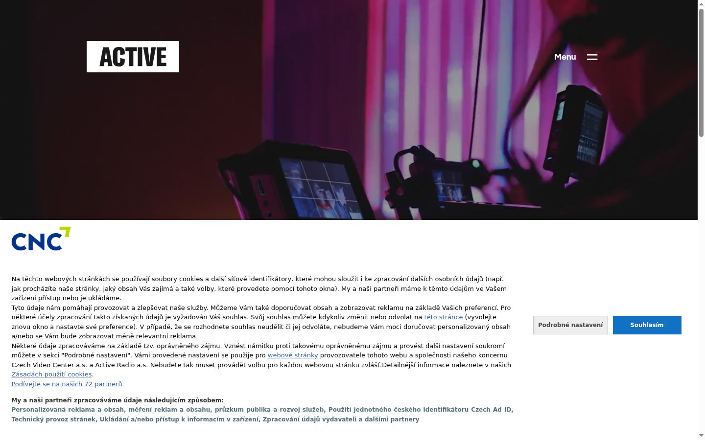 Captura de ecrã do banner de consentimento apresentado antes de qualquer interação