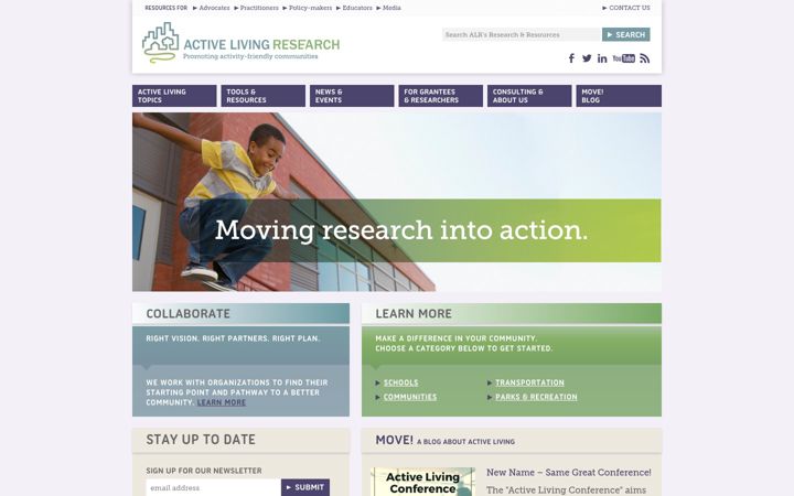 Screenshot of activelivingresearch.org