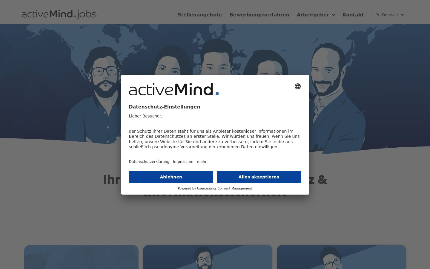 Capture d'écran de la bannière de consentement affichée avant toute interaction