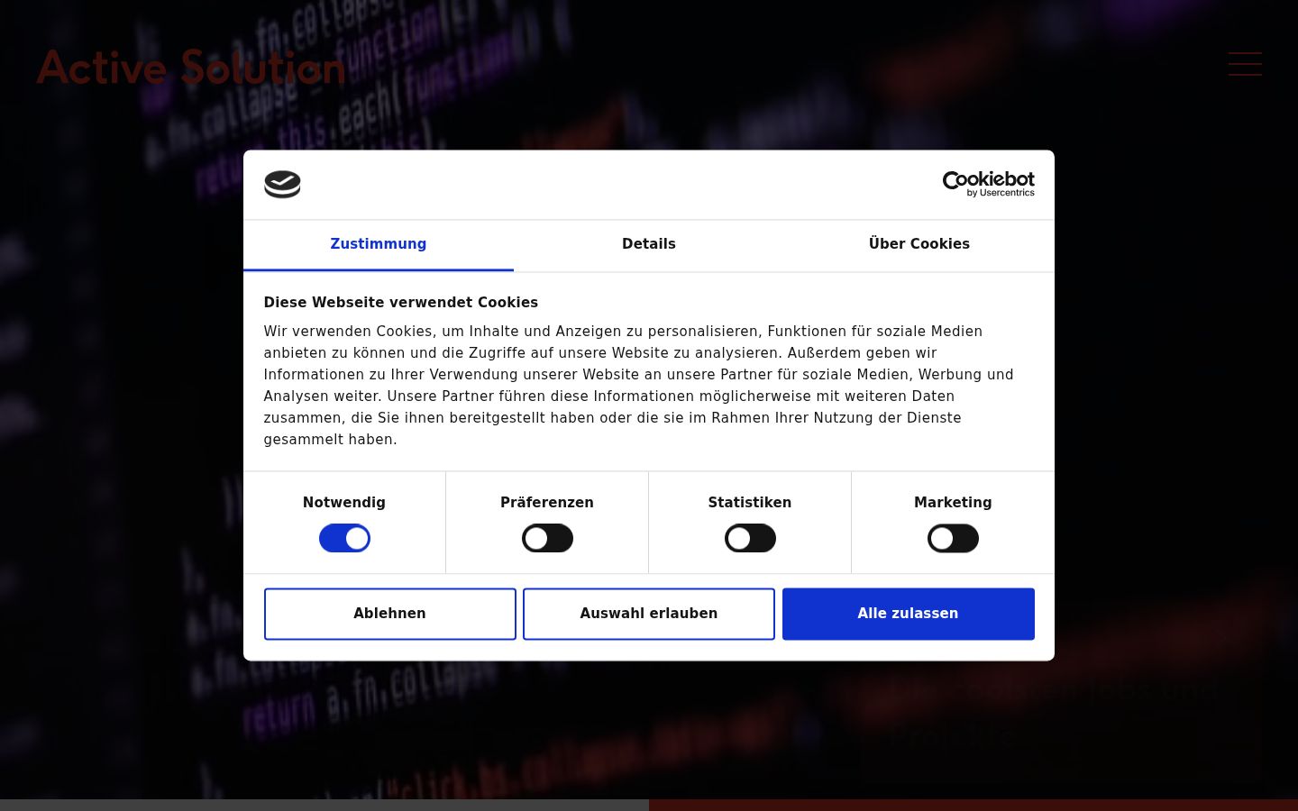 Screenshot del banner di consenso mostrato prima di qualsiasi interazione