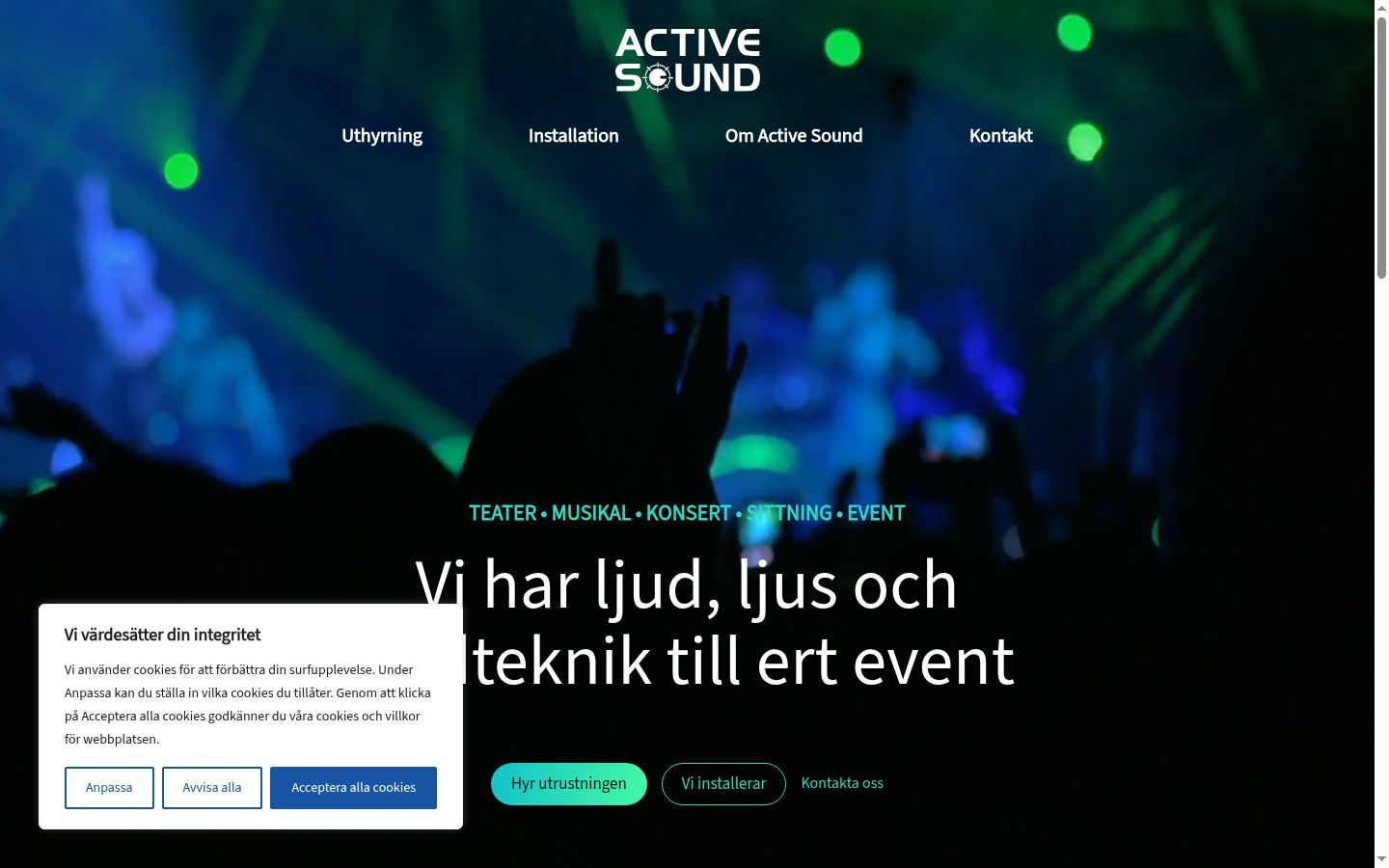 Skærmbillede af samtykkebanneret, som det blev vist før nogen interaktion