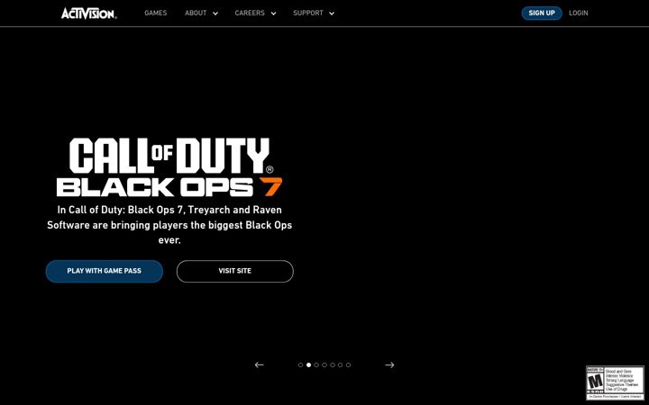 Screenshot van activision.com