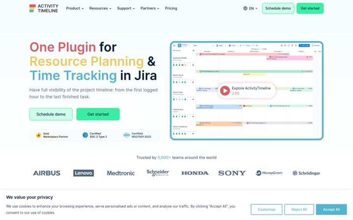 Screenshot of activitytimeline.com