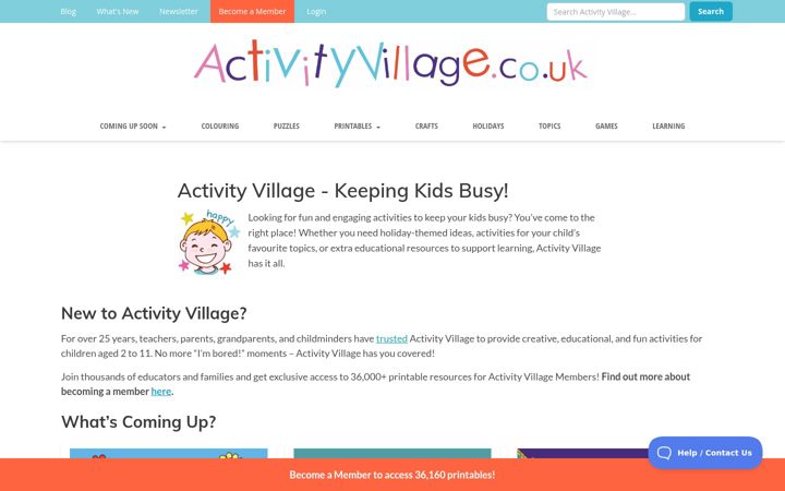 Screenshot of activityvillage.co.uk