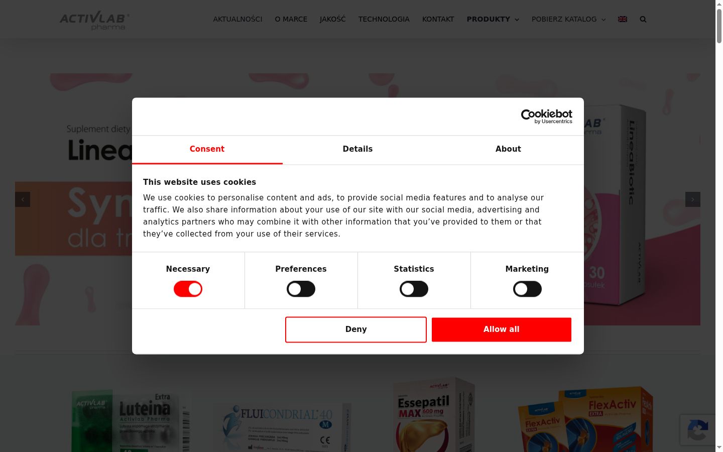 Screenshot of the consent banner shown before any interaction