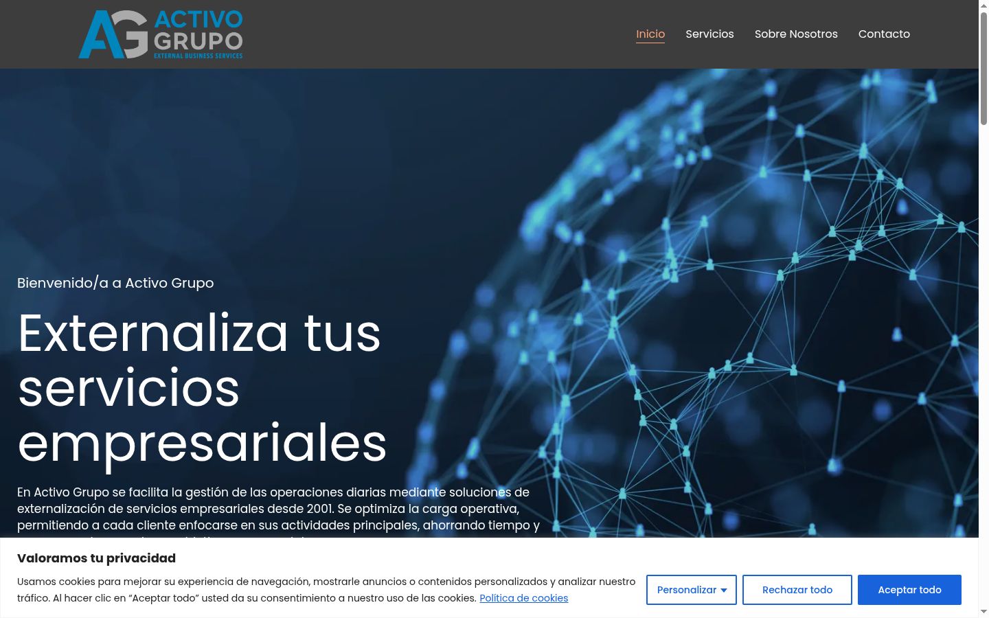 Screenshot del banner di consenso mostrato prima di qualsiasi interazione