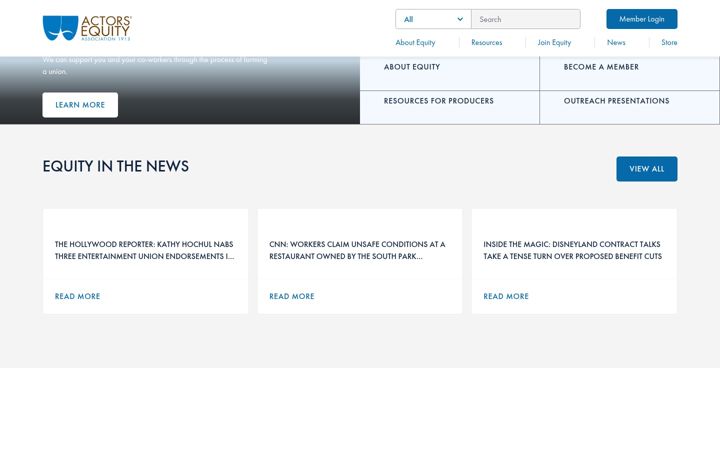 Screenshot of actorsequity.org