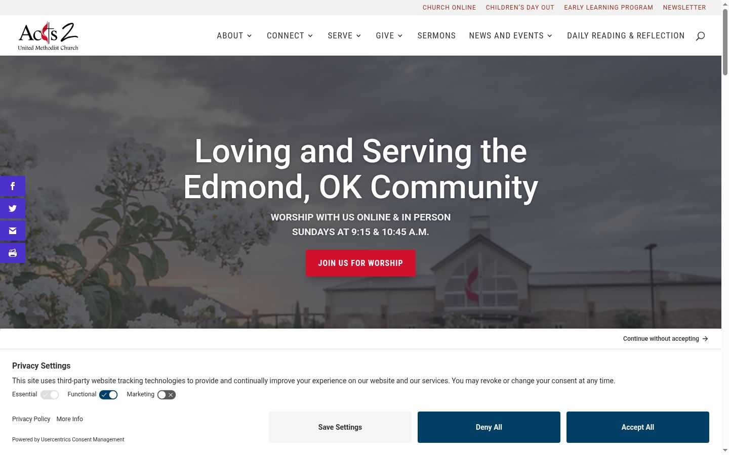 Screenshot of the consent banner shown before any interaction