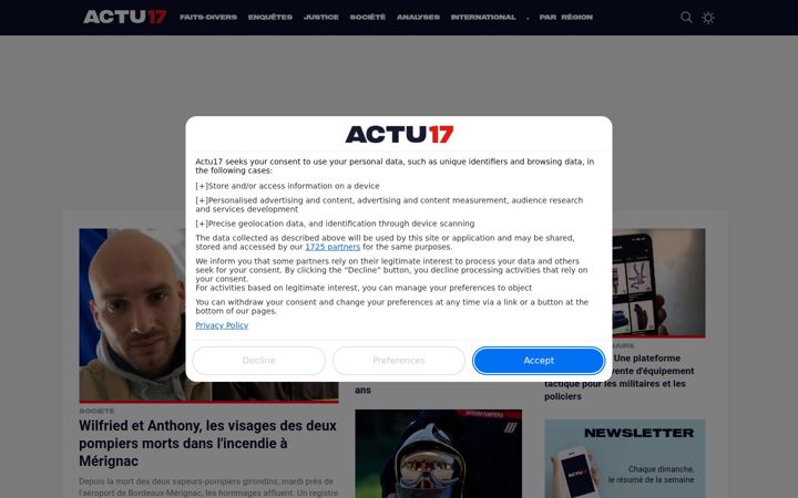 Ekraanipilt saidist actu17.fr