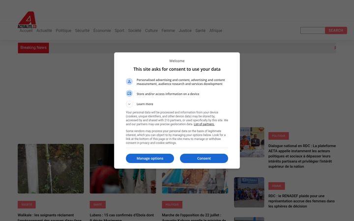 Screenshot of actualite.cd
