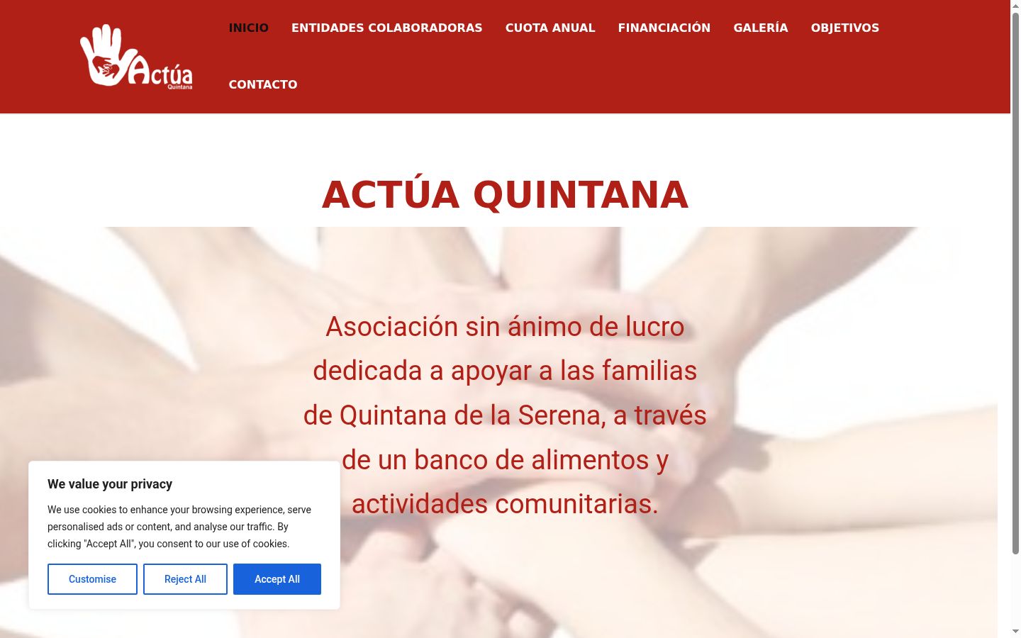 Screenshot of the consent banner shown before any interaction