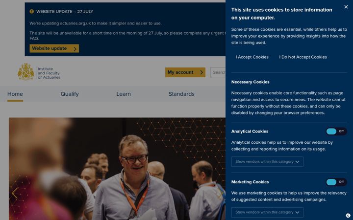 Screenshot of actuaries.org.uk