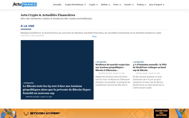 Ekrano kopija actufinance.fr