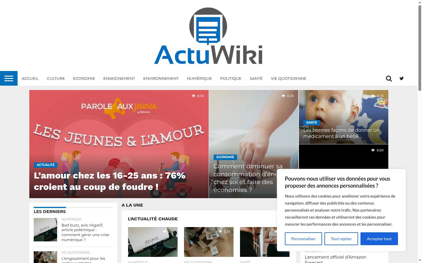 Screenshot del banner di consenso mostrato prima di qualsiasi interazione