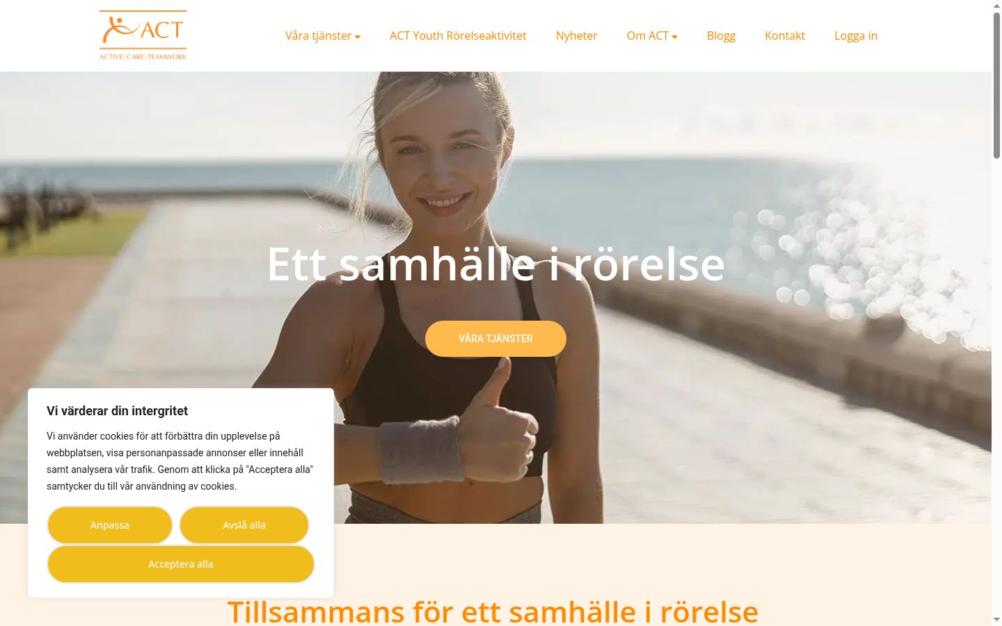 Skærmbillede af samtykkebanneret, som det blev vist før nogen interaktion