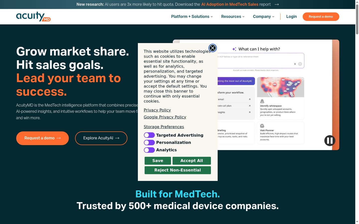 Screenshot del banner di consenso mostrato prima di qualsiasi interazione