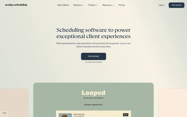 Screenshot di acuityscheduling.com