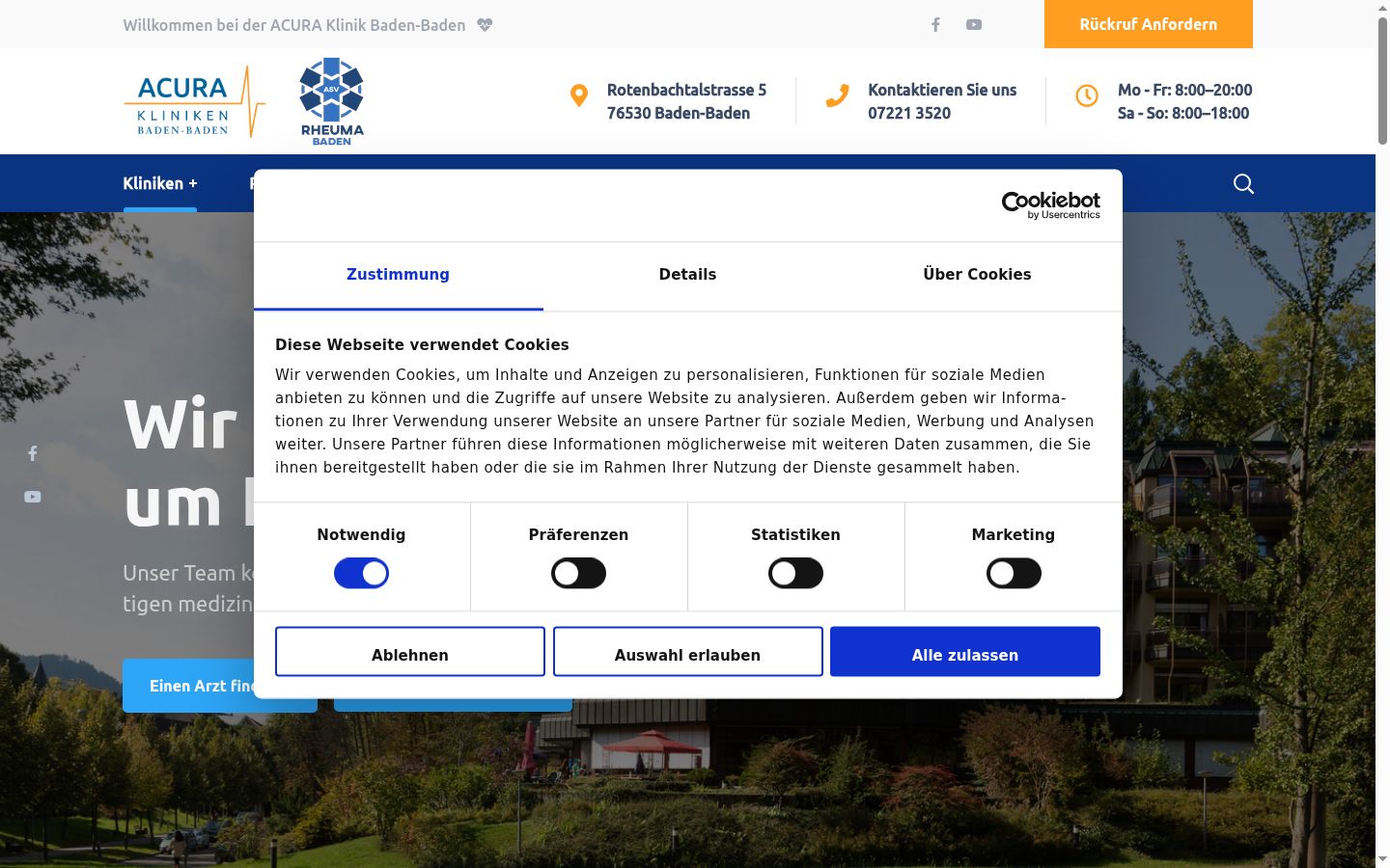 Screenshot of the consent banner shown before any interaction