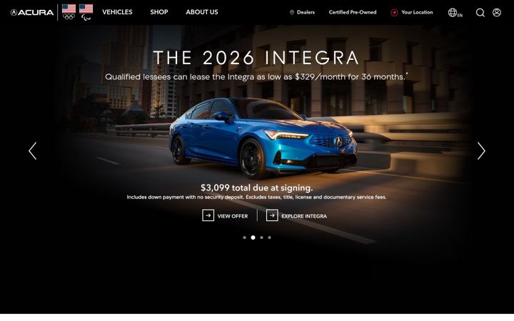 Skjámynd af acura.com