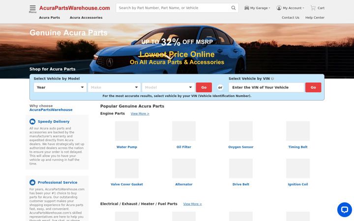 Screenshot του acurapartswarehouse.com