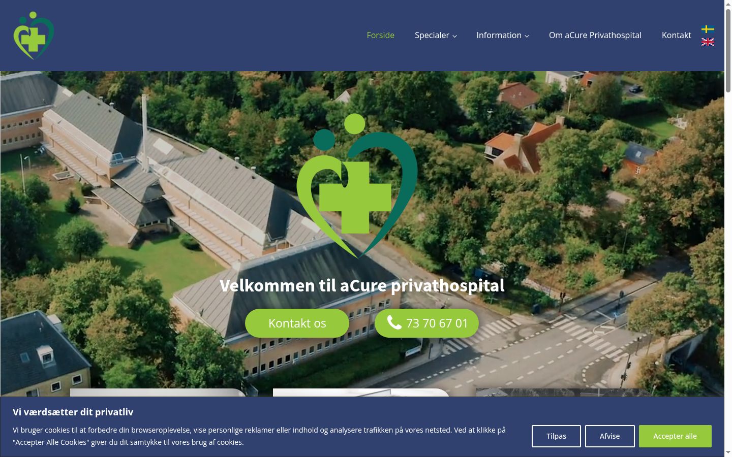 Skärmbild av samtyckesbannern som visades före någon interaktion
