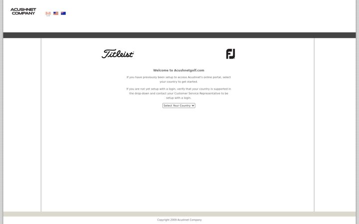 Screenshot stránky acushnetgolf.com