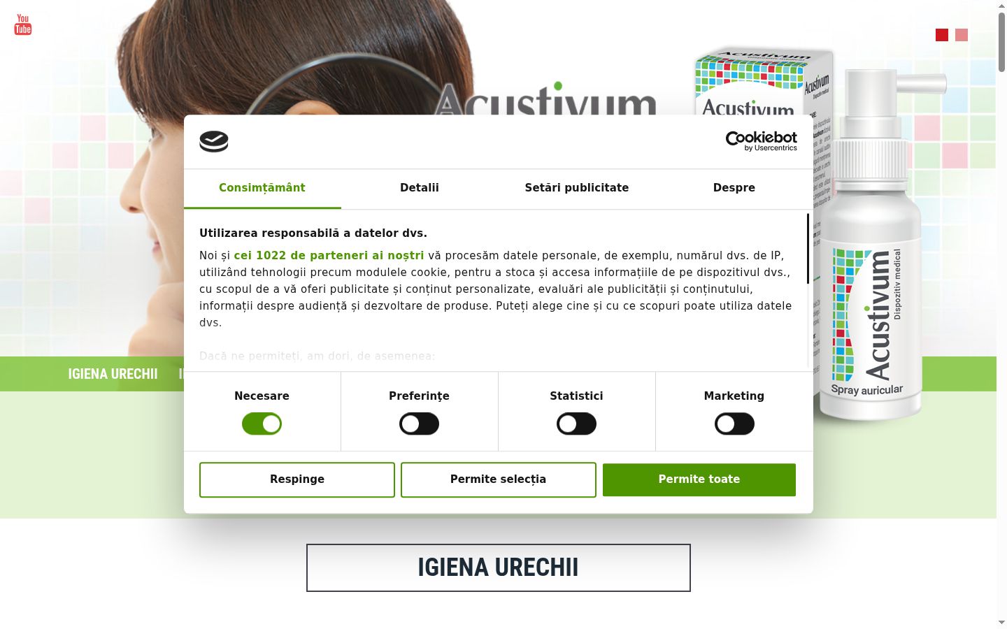 Screenshot of the consent banner shown before any interaction
