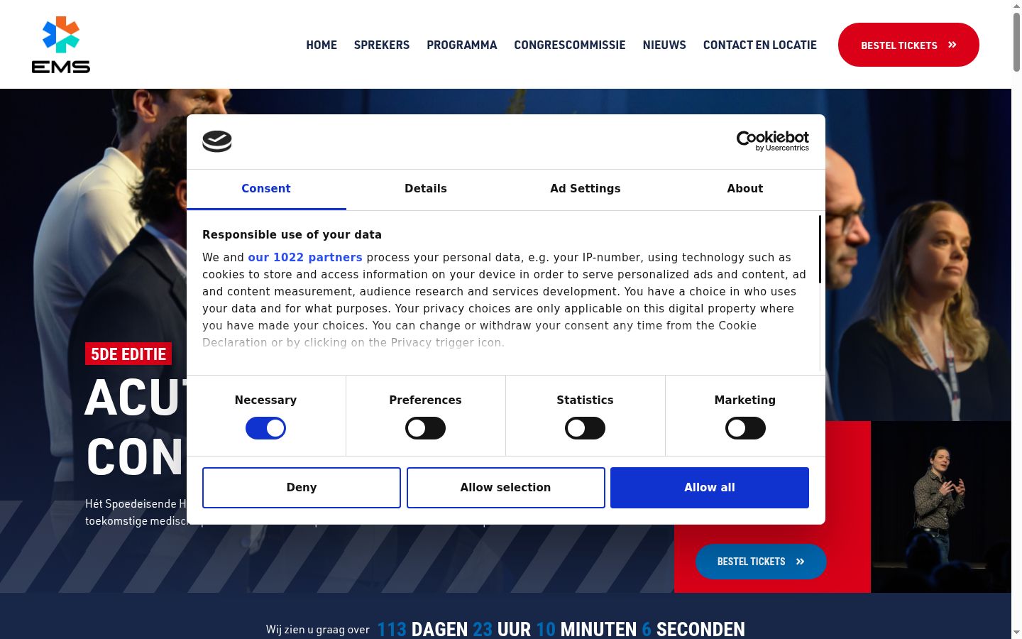 Screenshot of the consent banner shown before any interaction