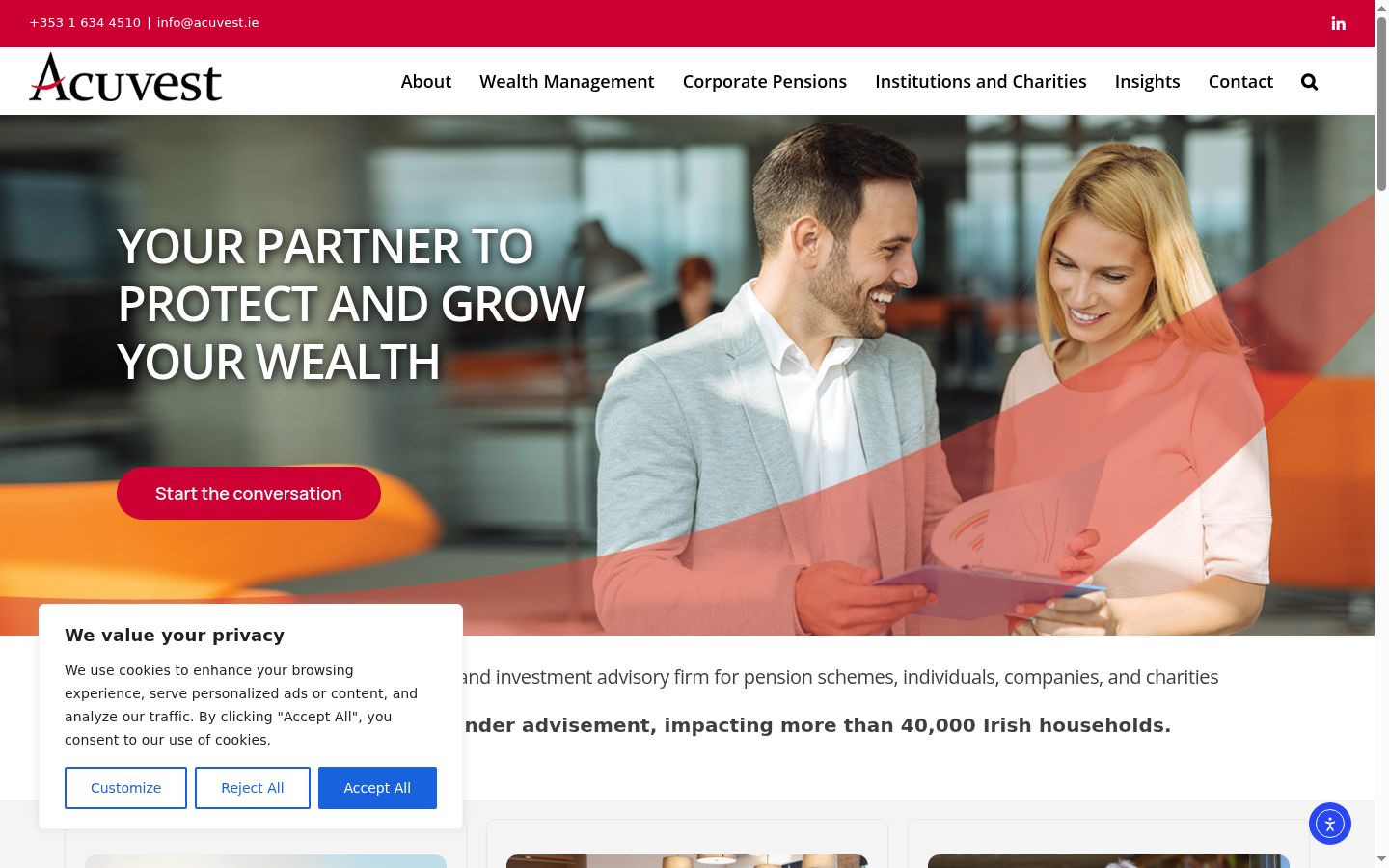 Screenshot of the consent banner shown before any interaction