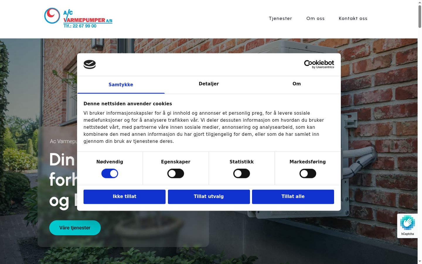 Screenshot of the consent banner shown before any interaction