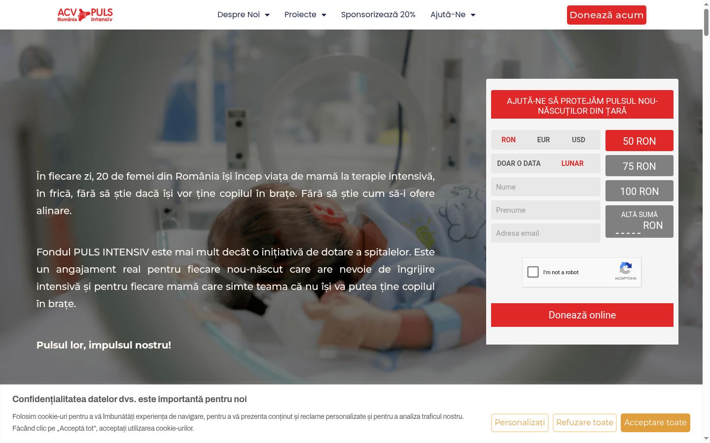 Screenshot of the consent banner shown before any interaction