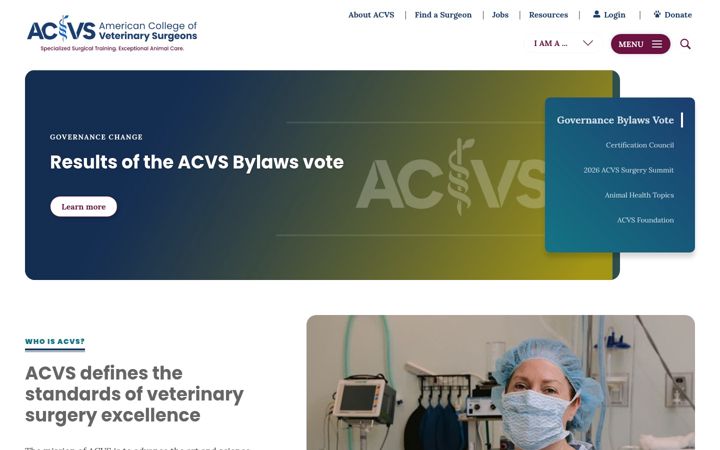 Skärmbild av acvs.org